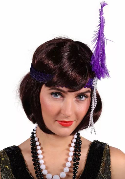 verkoop - attributen - Hoeden-diadeem - Charleston hoofdband met pluim paars